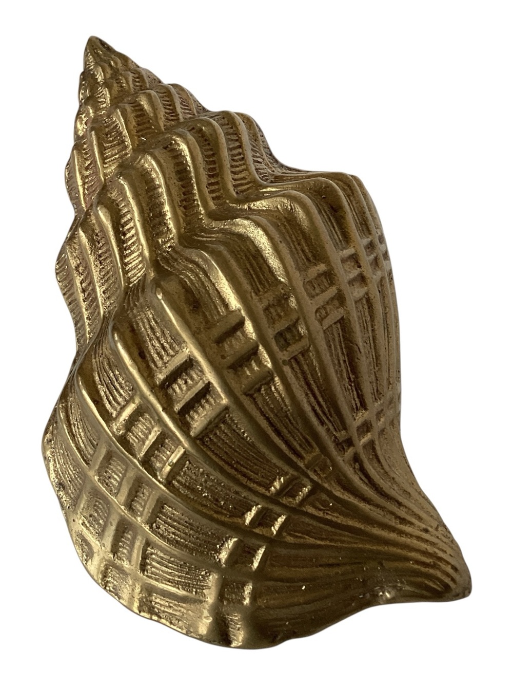 Fritz Brass Conch Seashell Sculpture Nautical Figurine Paperweight MCM Vintage